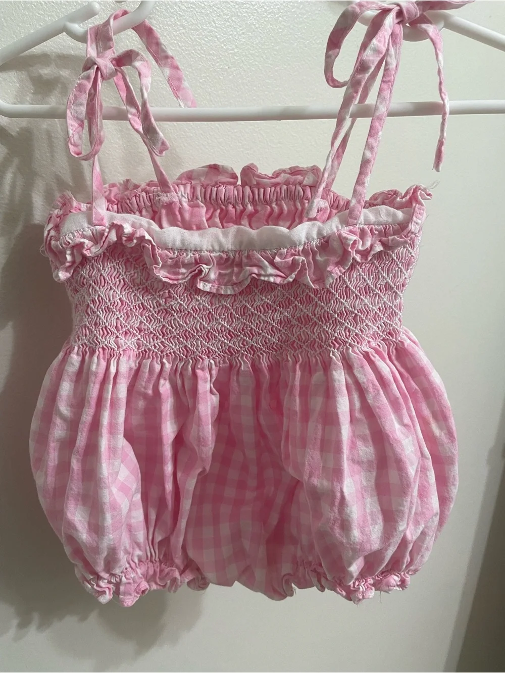 Pink Gingham Smocked Baby Romper - Classic Summer Top